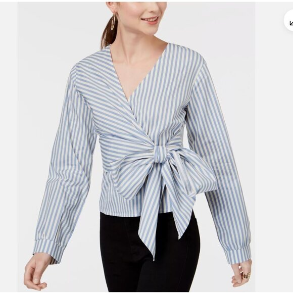 Say What Juniors Striped Faux Wrap Top Blue Size XL NEW WITH TAG! - Picture 3 of 3